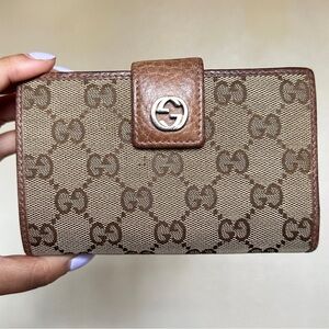 Gucci Monogram Canvas Leather Bifold Wallet